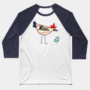 Cute and suspicious chicken looking at the flower Baseball T-Shirt